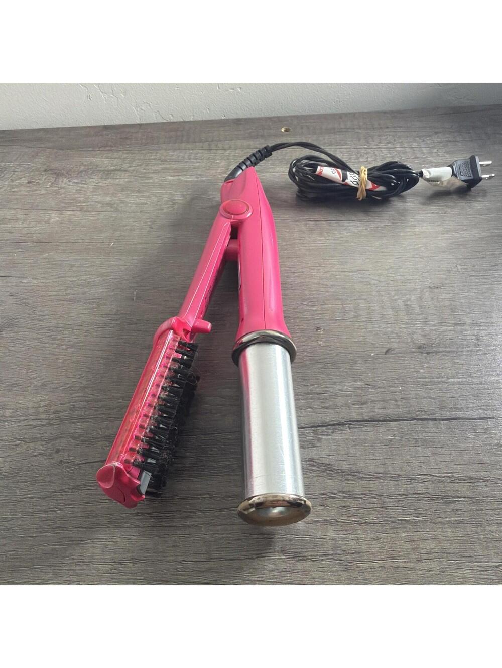 Instyler Rotating IS1001.1 PINK Hot Iron Hair Brush Straight/Curl 1.25" Works - Picture 5 of 5